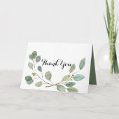 groen kalligrafie gevouwen bruiloft dank u kaart (Voorkant)