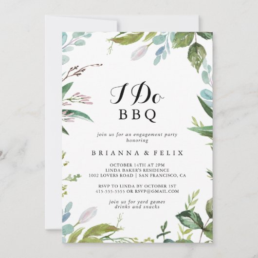 Groen Kalligrafie Ik doe BBQ Engagement Party Kaart (Voorkant)