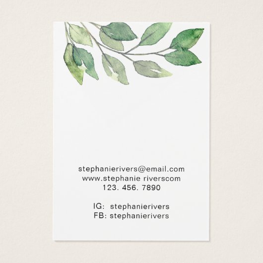 Groen Kalligrafie Oorbellen Sieraden Display Kaart (Achterkant)