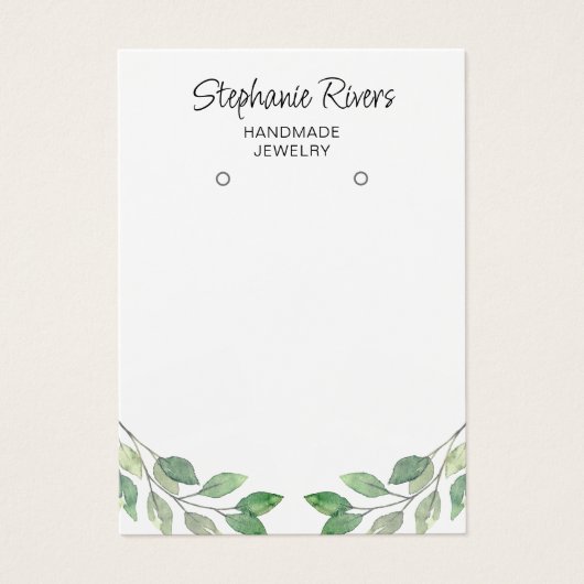 Groen Kalligrafie Oorbellen Sieraden Display Kaart (Voorkant)
