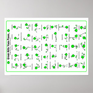 Groen Kat Yoga Poses Poster