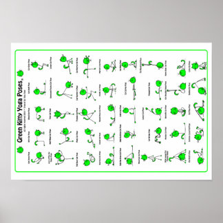 Groen Kat Yoga Poses Poster
