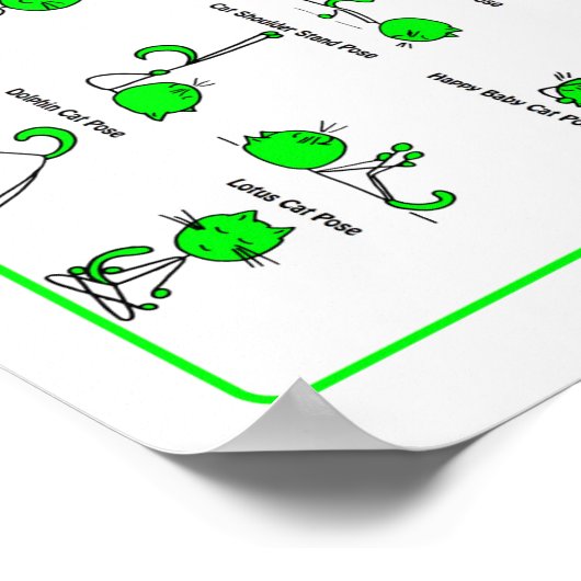 Groen Kat Yoga Poses Poster (Hoek)