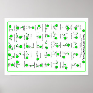 Groen Kat Yoga Poses Poster