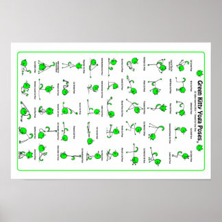 Groen Kat Yoga Poses Poster