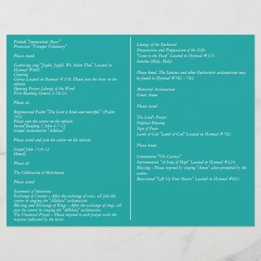 Groen Katholiek Huwelijk Nuptiale Mis (Achterkant)
