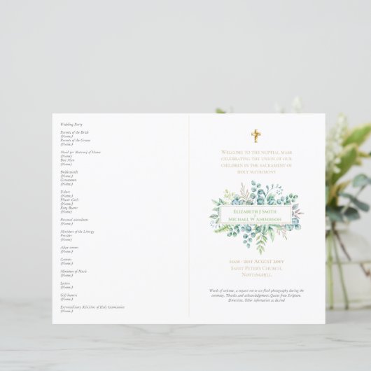 Groen Katholiek Huwelijk Nuptiale Mis (Staand voorkant)