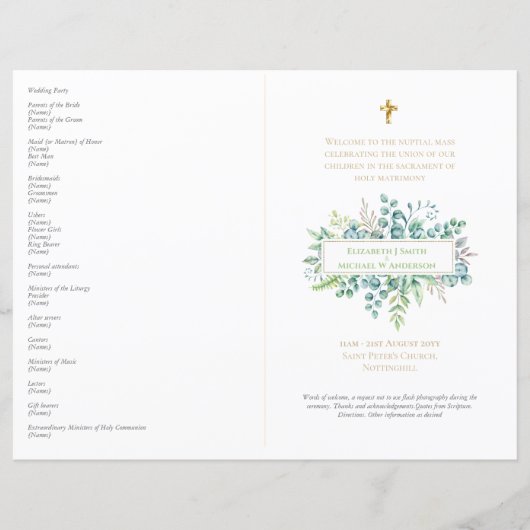 Groen Katholiek Huwelijk Nuptiale Mis (Voorkant)