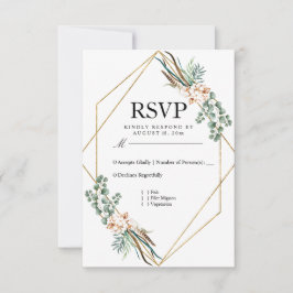 Groen Katoen Boho Glitter Bruiloft RSVP Kaartje