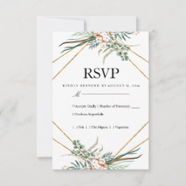 Groen Katoen Boho Glitter Bruiloft RSVP Kaartje