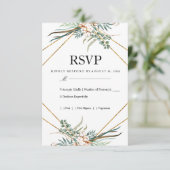 Groen Katoen Boho Glitter Bruiloft RSVP Kaartje (Staand voorkant)
