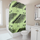 groen kattekatje , kindergordijn douchegordijn (In situ)