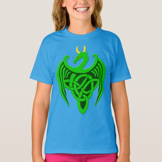 Groen Keltisch dragon Child T Shirt (Voorkant)