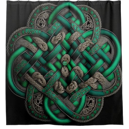 Groen Keltisch Knot Shower Curtain Douchegordijn (Voorkant)