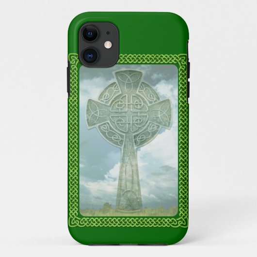 Groen Keltisch Kruis En Wolken Case-Mate iPhone Case (Achterkant)