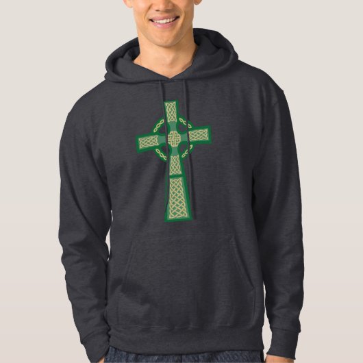Groen Keltisch Kruis Mannen Hoodie Sweatshirt (Voorkant)