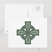 Groen Keltisch Kruis met Triskele Gravure Briefkaart (Voorkant / Achterkant)