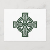 Groen Keltisch Kruis met Triskele Gravure Briefkaart (Voorkant)