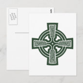 Groen Keltisch Kruis met Triskele Gravure Briefkaart (Voorkant / Achterkant)