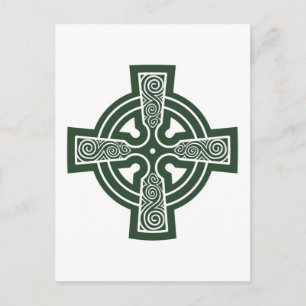 Groen Keltisch Kruis met Triskele Gravure Briefkaart