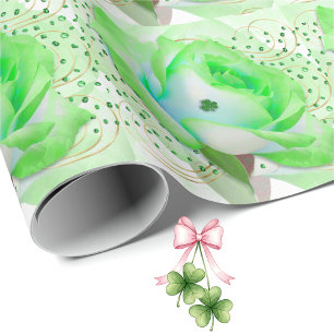 Groen Keltisch rozen inpakpapier