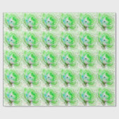 Groen Keltisch rozen inpakpapier (Vlak)