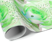 Groen Keltisch rozen inpakpapier (Rol Hoek)