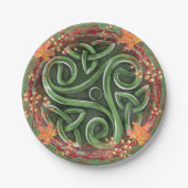 Groen Keltisch Triskelion Mabon Oogstfeest Papieren Bordje (Voorkant)