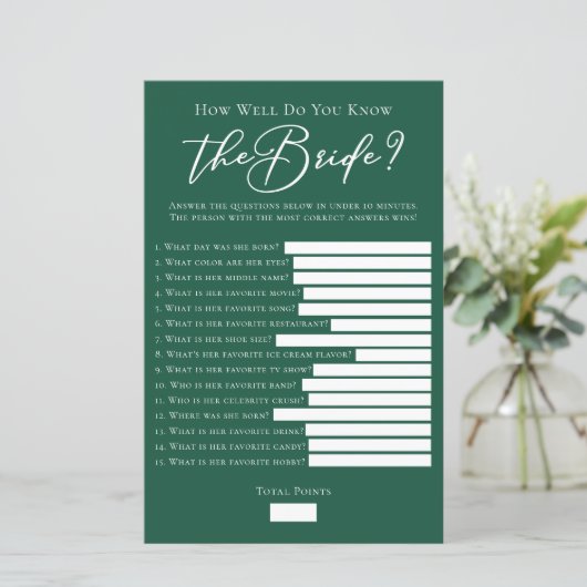 Groen Ken je de bruid goed douche spel (Staand voorkant)