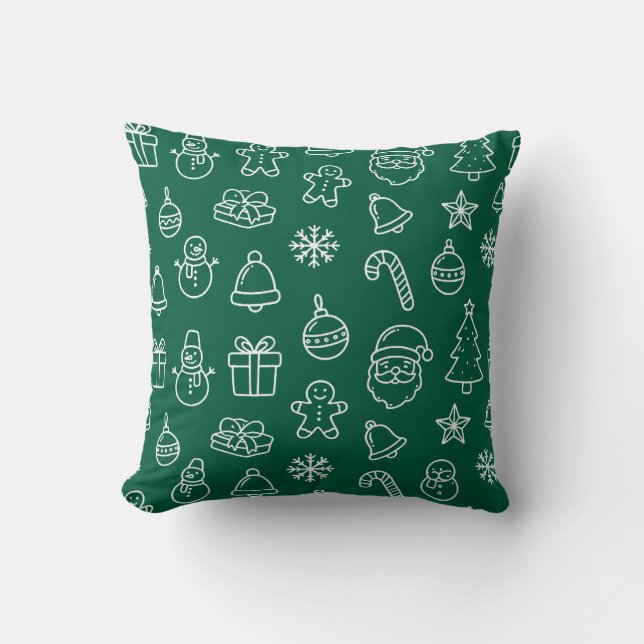 groen kerst decoratie patroon vakantie kussen (Voorkant)