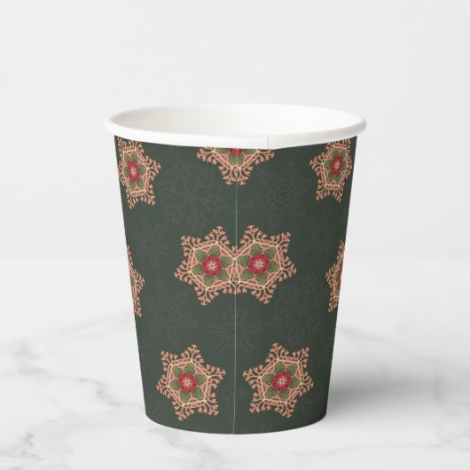  Groen Kerst Holly Keltisch Sterrenpatroon Papieren Bekers (Rechts)