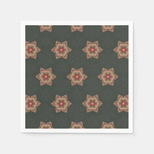  Groen Kerst Holly Keltisch Sterrenpatroon Servet (Voorkant)