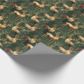 Groen Kerst Majestic Reindeer Wrapping Paper Cadeaupapier (Hoek)