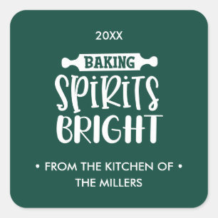 Groen   Kerstbakkerijspiritjes, helder Vierkante Sticker