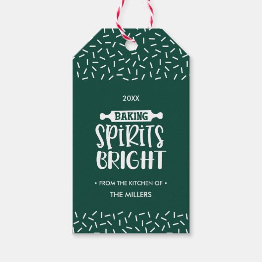 Groen | Kerstbakkerijspirits voor feestdagen Cadeaulabel (Voorkant)
