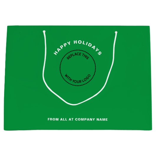 Groen Kerstbedrijfslogo Groot Cadeauzakje (Voorkant)