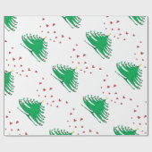 Groen kerstboom harten inpakpapier (Vlak)