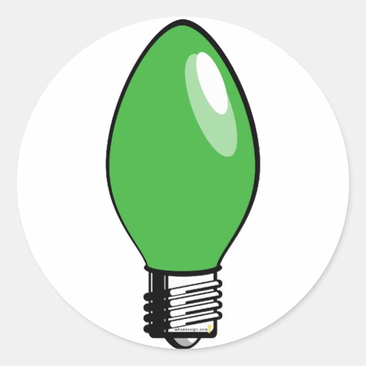 Groen kerstboom licht ronde sticker (Voorkant)
