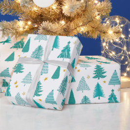 Groen kerstboombos winterpatroon cadeaupapier