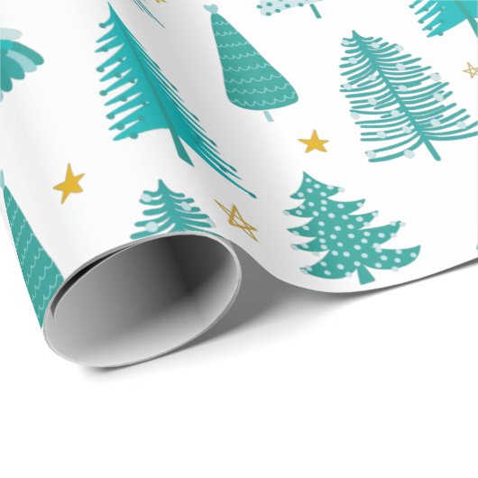 Groen kerstboombos winterpatroon cadeaupapier (Rol Hoek)
