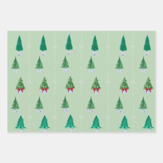 Groen kerstboompapier inpakpapier vel (Voorkant 3)