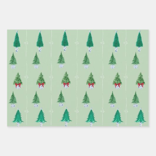 Groen kerstboompapier inpakpapier vel (Voorkant)
