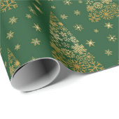 Groen kerstboompapier met gouden kerstbomen cadeaupapier (Rol Hoek)
