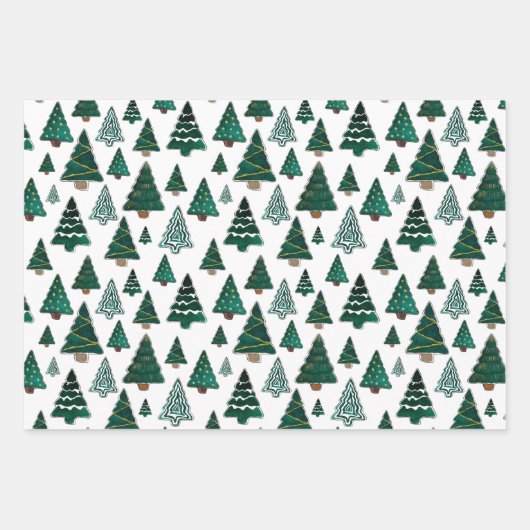 Groen kerstboompatroon inpakpapier vel (Voorkant)