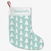 Groen kerstboompatroon met aangepaste naam kleine kerstsok (Voorkant)