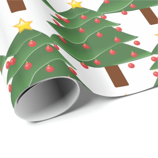 Groen kerstboompatroon Thunder_Cove wit Cadeaupapier (Rol Hoek)