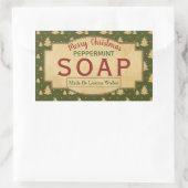 Groen kerstboompeppermint zeeplabel rechthoekige sticker (Tas)