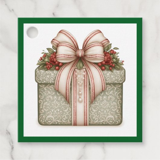 Groen Kerstcadeau Bedankjes Labels (Voorkant)