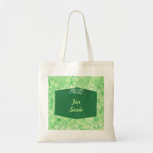 Groen kerstcadeau met strik gepersonaliseerde tas (Voorkant)