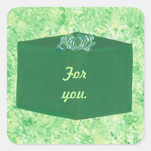 Groen kerstcadeau met strik Stickers (Voorkant)